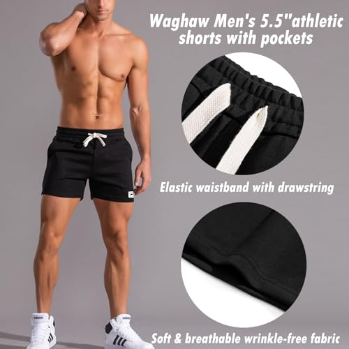 Mens 5 Inch/7 Inch Cotton Shorts Mens Sweat Athletic Shorts for Men Gym Worket Short with Pockets2