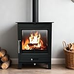 NRG 5KW Fireplace Multifuel Cast Iron Wood Burning Stove Home Heating Set DEFRA Approved Eco Emissions Freestanding (430 x 310 x 560mm)