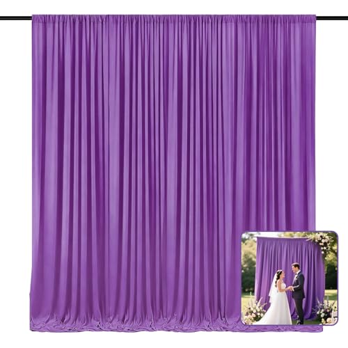 Image of 2 Panels Purple Backdrop Curtain, 10 x 10 Feet Polyester Background Curtains for Parties, Weddings, Baby Showers, Halloween, Christmas, Birthday Party Photoshoot Backdrop Curtains Decorations