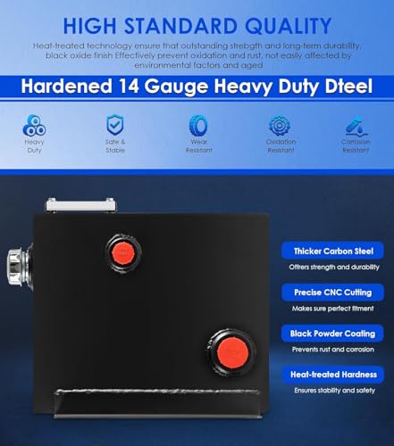 Image of 25-Gallon Hydraulic Fluid Reservoir Oil Tank for Tractors, Trucks & Log Splitters w /Breather Strainer Fill Cap, Built-in Temp Gauge & Sight Gauge, Heavy Duty 14 Gauge Steel, Vertical Mount