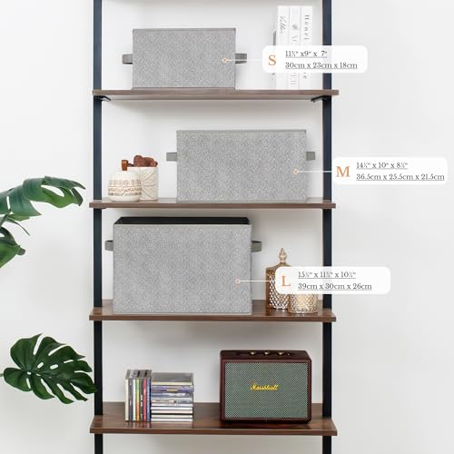 GRANNY SAYS Fabric Storage Bins with Handles, Collapsible Storage Baskets for Shelves, Closet Organizers and Storage Bins, Storage Boxes for Clothes, Gray, Large, 3-Pack