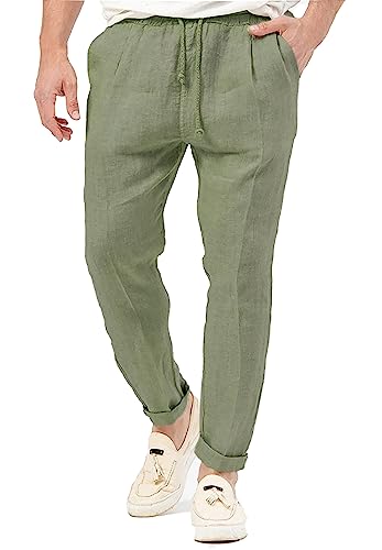 Pantalon de lin homme bleu foncé contre la chaleur en été