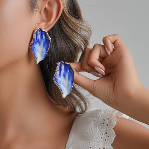 Colorful Statement Earrings for Women Trendy Big Chunky Flower Leaf Earrings Boho Summer Vacation Jewelry Gift4