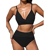 SNUOEN Donna Costume da Bagno Push Up Imbottito Reggiseno Bikini Donna A Vita Alta Due Pezzi Bikini Regolabile Costume da Bagno