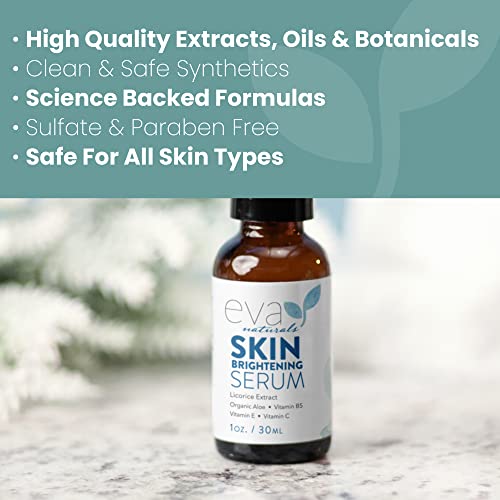 Licorice Extract Skin Brightening Serum By Eva Naturals (1 Oz) - Dark Spot Corrector, Serum For Face - Gently Exfoliates For An Even Complexion - With Peptides, Coq10 And Vitamin E - Face Serum #TOP7
