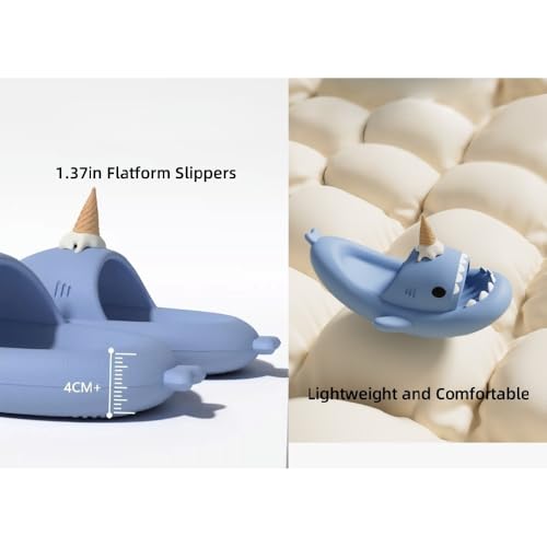 Ice Cream Shark Slides, Lightweight Non-Slip Summer Sandals for Men and Women, Thick-Soled Comfortable Beach Shower Slippers4