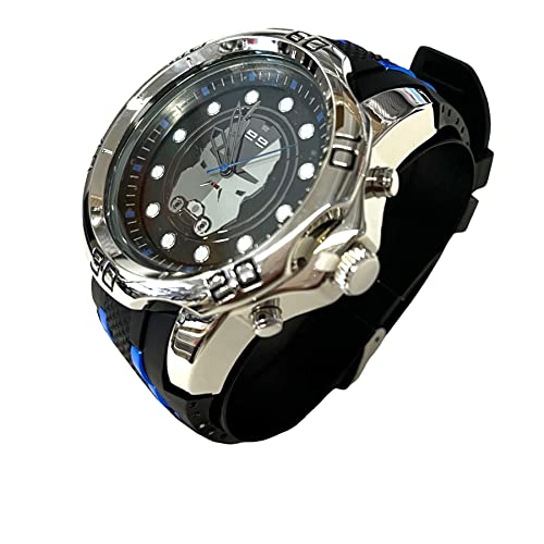 Image of Accutime Men's Disney LucasFilm Star Wars: The Bad Batch Silver Analog Quartz Wrist Watch with Blue Accents, Black Strap for Male, man, Adult (Model: BAD9001AZ)