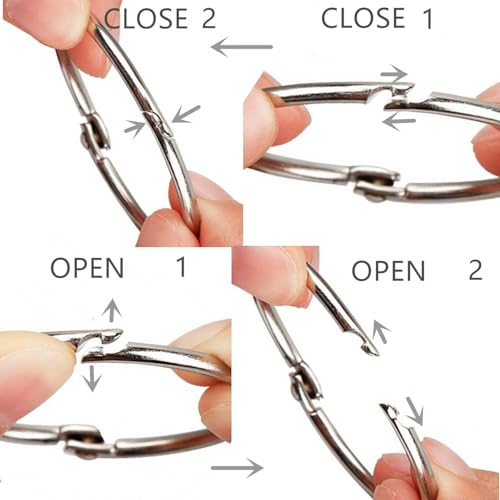 Image of Satra Traders Metal Book Binder Rings - Durable Loose Leaf Rings for Index Cards, Flashcards, Keychains, Scrapbooks & Office Organization - Easy to Open & Close | Size : 31mm | Qty : 10pcs (Silver)