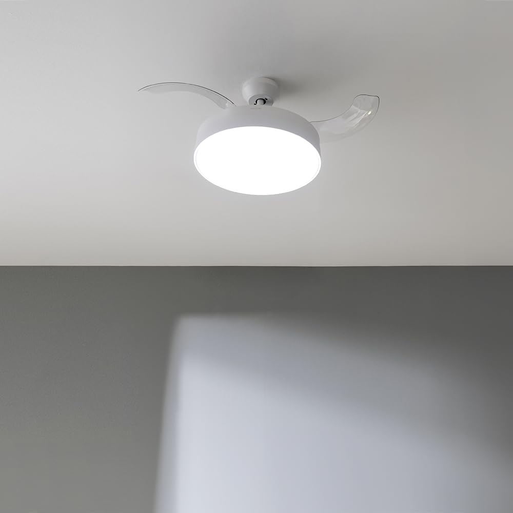 Cecotec Ventilatore da soffitto con pale retrattili e lampada EnergySilence Aero 4280 invisibile White. 40 W, diametro 106 cm, timer, 3 tonalità di luce, funzione estate-inverno