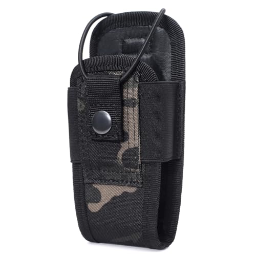Image of Walkie Talkie Bag Pouch, Black Camouflage Nylon Portable Radio Mount, DJJB-054