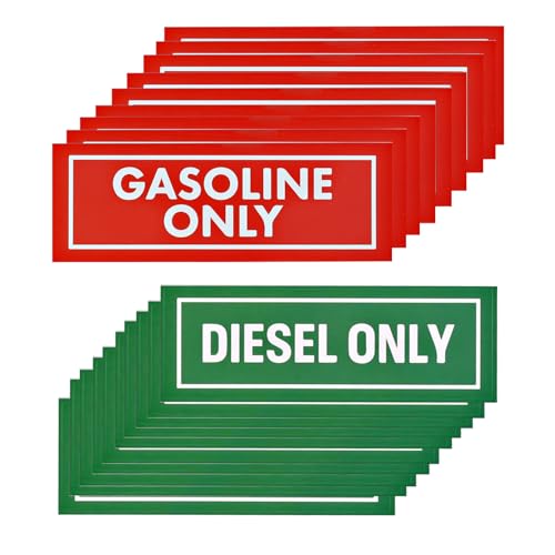 40 Pcs Diesel Only & Gasoline Only Fuel Tank Stickers - 6x2 Strong Adhesive Vinyl Decals for Fuel Cans Gas Caps(20 of Each)