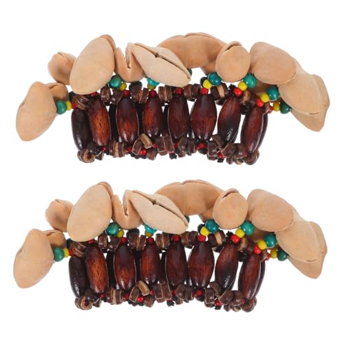 Cloche de poignet en bois percussion africaine | Bracelet musical enfant COLLBATH 2 pcs