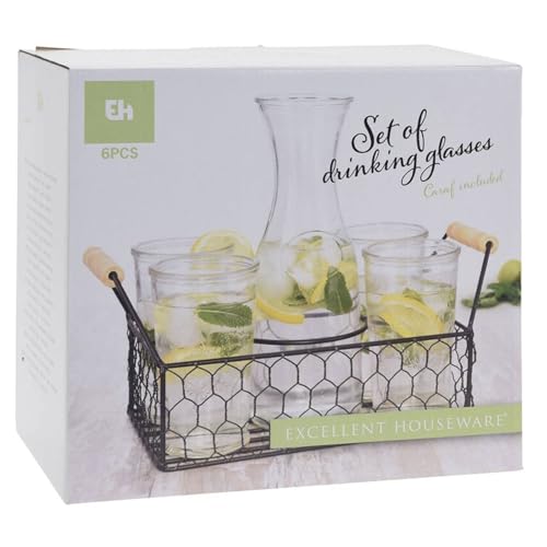 Set de 4 vasos 450 ml + jarra 1 L en vidrio miniatura 3