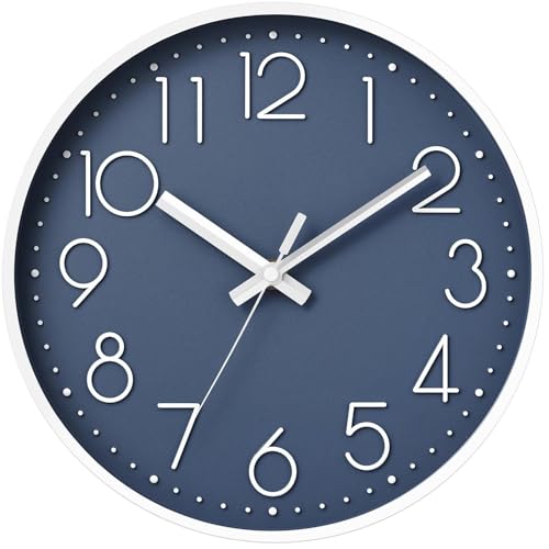 Image of DAXSMY Wall Clock 8 Inch Azure Blue Decorative, Battery Operated Silent