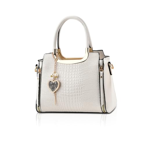 Sac d'Épaule Crocodile Blanc pour Femme Chic Idéal pour le Bureau