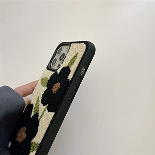 Coque iPhone 11 transparente en TPU souple avec peluche fleurs noir