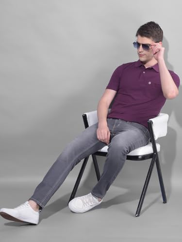 Image of Dollar Men's Pack of 1 Solid Cotton Blend Polo Neck T-Shirt