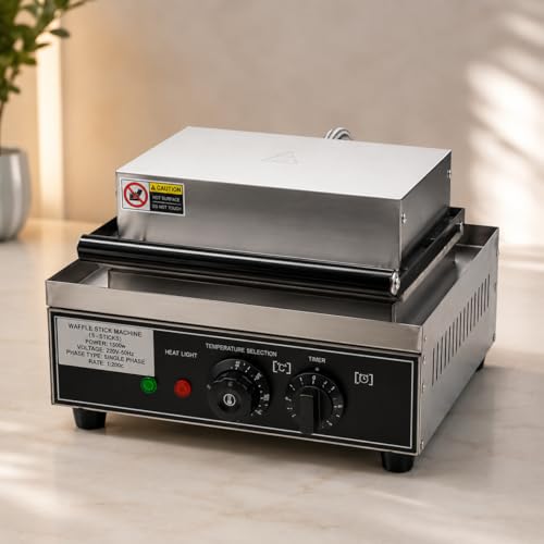 Image of 5 Stick Waffle Maker Machine, Commercial Electric Waffle Stick Maker, Professional Belgian Waffle Machine for Cafe Bakery