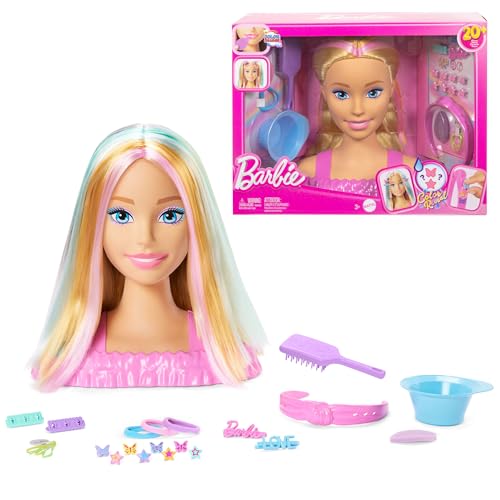 Barbie Tête à Coiffer Color Reveal avec cheveux blonds et plus de 20 accessoires de coiffure, dont des barrettes à cheveux à motif étoile et papillon avec...