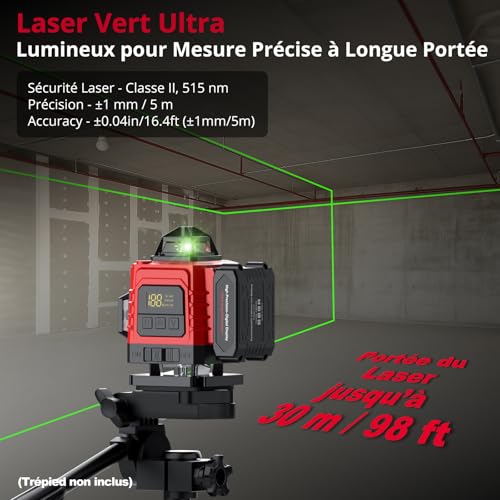Niveau laser vert 16 lignes XUNTOP avec télécommande et support magnétique