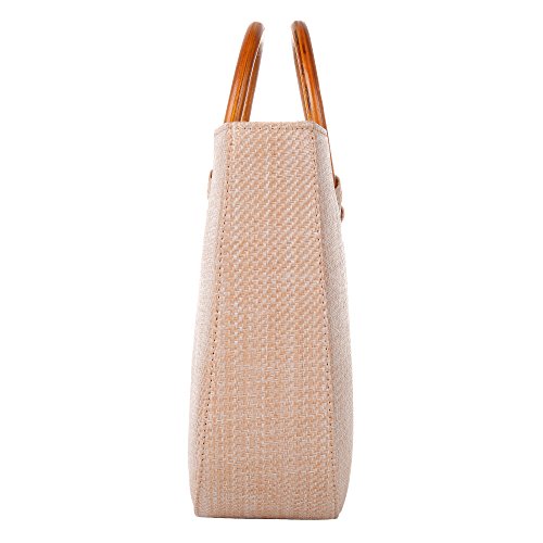 Qzunique Womens Summer Beach Straw Handbag Casual Satchel Straw Bag Top Handle Tote Shoulder Handbag #TOP2