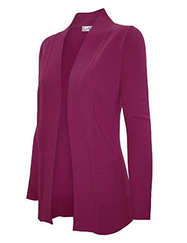 Image of Cielo Women's Solid Basic Open Front Pockets Knit Sweater Cardigan