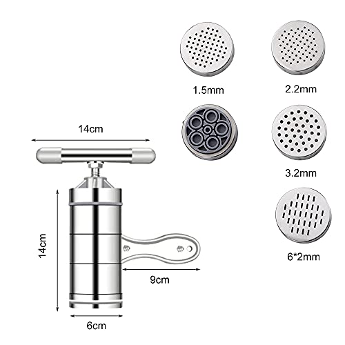 SUQ Manuelle Nudelmaschine, Professionelle Edelstahl Nudelmaschine mit 5 Werkzeugen, Nudeln Maker GemüSe Obst Saftpresse… – Bild 3