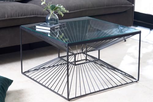 Riess Ambiente Abstrakter Couchtisch Illusion 60cm schwarz Metall Glas Handmade modernes Design Beistelltisch Sofatisch Glastisch Metalltisch Ablagetisch – Bild 6