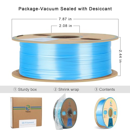 Image of YOUSU Silk Blue PLA 3D Printer Filament 1.75 mm 1KG 2.2 LBS Spool 3D Printing Material Shine Silky Shiny Metallic Metal PLA Filament.