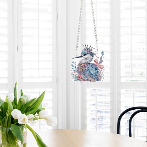 Image of AiYuanzsh Kingfisher Diamond Painting Pendant Kit, Beautiful Bird 5D DIY Acrylic Special Shaped Rhinestones Diamond Art Hanging Sign, Holiday Wall or Door Decoration, Christmas Gift for Adults