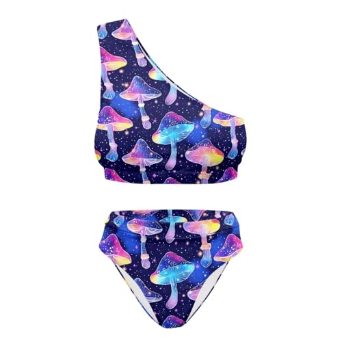 Pugasmiru Biquíni feminino sexy de um ombro só, push up, 2 peças, frente única, cintura alta, roupa