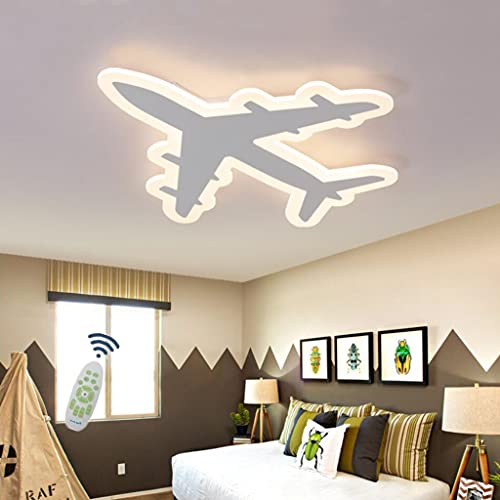 Aouoeeo Lámpara de Techo LED Regulable con Forma de avión para habitación Infantil, Moderna lámpara de araña acrílica con Control Remoto para Dormitorio de bebé, Sala de Estar y guardería.