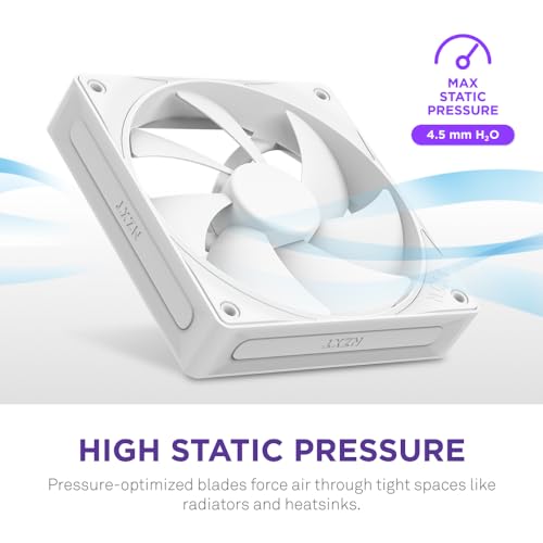 NZXT F140P | 140mm Static Pressure PC Case Fan | Ideal for Radiators & Heatsinks | High Static Pressure | Rear Chamfer Intake | Fluid Dynamic Bearings | Low Noise | PWM Control | White 1