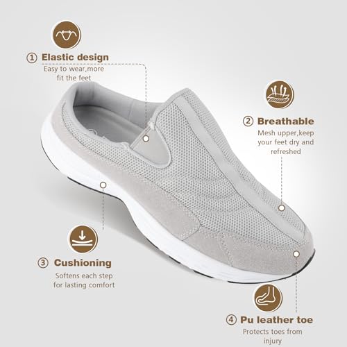 Men's Slip-On Mules | Indoor/Outdoor All Seasons Wide Slippers | Open Back Sneakers & House Shoes | Comfortable Closed-Toe Garden Clogs | Lightweight Breathable Walking Casual Loafers2