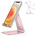 Support Téléphone OMOTON, Support Téléphone Bureau Multi-Angles Réglable, Support Téléphone Portable en Aluminium Compatible avec iPhone 13 Pro/13/12 Pro Max/12/11 Pro/XR, Samsung S20/S10/S9,Or Rosé