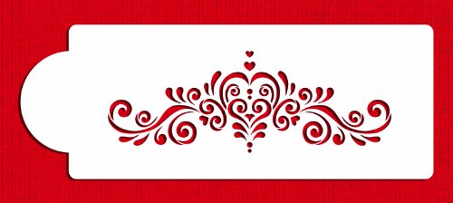Designer Stencils Amore Cake Side Stencil, Beige/Semi-Transparent