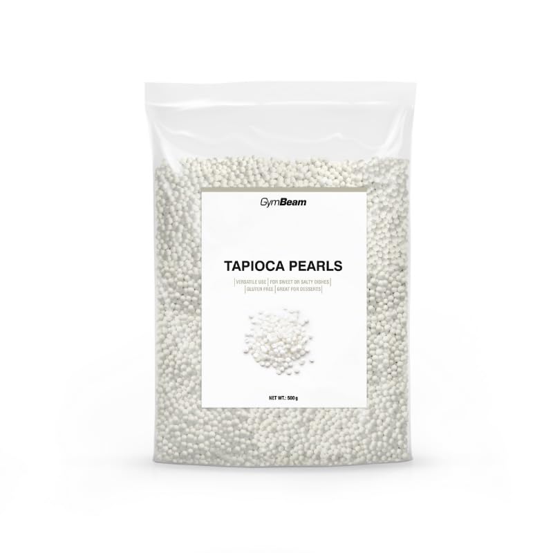 GymBeam Tapioka Perlen - Glutenfreie weiße Kugeln ohne Zucker oder Fett vielseitig einsetzbar in der asiatischen Küche perfekt für Puddings und als Verdickungsmittel vegan 500 g