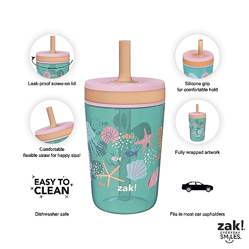 Zak Designs MOLD#18119-5|18203-1 Kelso 15 Oz Tumbler Set, (Shells) Non-Bpa Leak-Proof Screw-On Lid With Straw Made Of Durable Plastic And Silicone, Perfect Baby Cup Bundle thumb #3