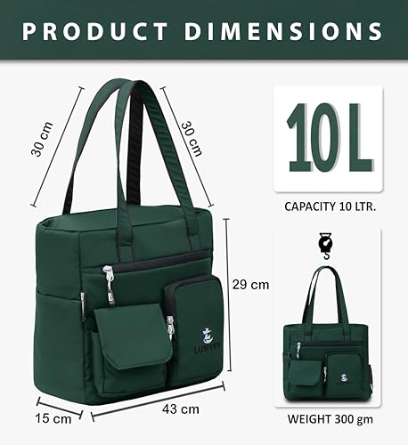 Image of Lusive's Double Pocket Handbag for Women: Stylish, Ideal Companion for Work, Travel, Polyester Material, Spacious 10-liter Capacity, 6 Pockets. (Black & Grey)