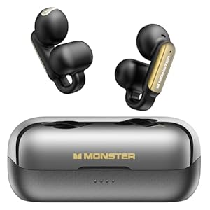 Monster Open AC601 Wireless Earbuds, Bluetooth 5.4 Earbuds with ENC, Crystal Clear Call, USB-C Charging, IPX5 Waterproof Wireless Clip-on Earbuds, 32H Playback Ultra Long Battery Life (Black)