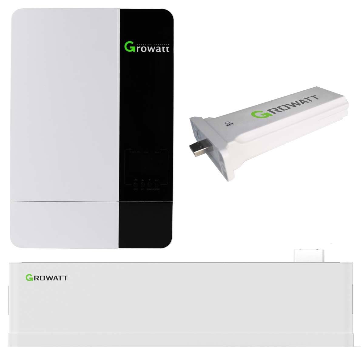 GROWATT SPF3500 0% MwSt §12 III UstG ES 3,5kW Off-Grid Wechselrichter mit Axe 5.0L Solarspeicher-Set