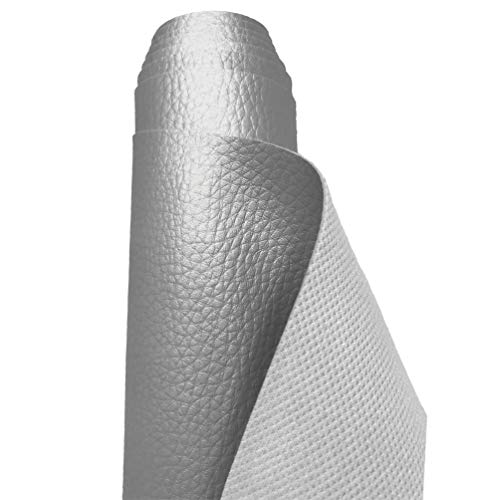 A-Express Tela de Grano de Cuero de Imitación Material Texturizado por Polipiel Vinilo Cojines Bolso - Plata 2 Metro 200cm x 140cm