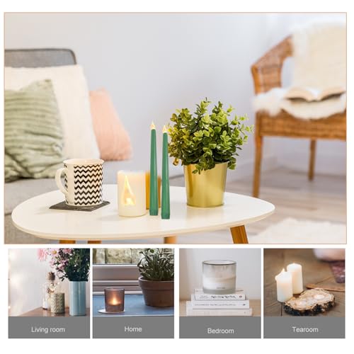 6 Velas Cónicas LED sin Llama Color Verde a Pilas para Decorar el Hogar 7