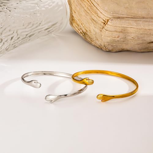 Hug Bracelet For Granddaughter, To My Granddaughter Bracelet From Grandmother Come to My Arm Hugging Cuff Bangle Adjustable Non Tarnish Jewelry Gift for Women3