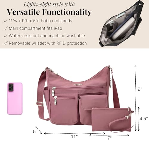 Image of Baggallini womens Everywhere Bagg Crossbody Women 11x9 Lightweight Nylon Hobo Water-resistant Travel Bag W /Rfid