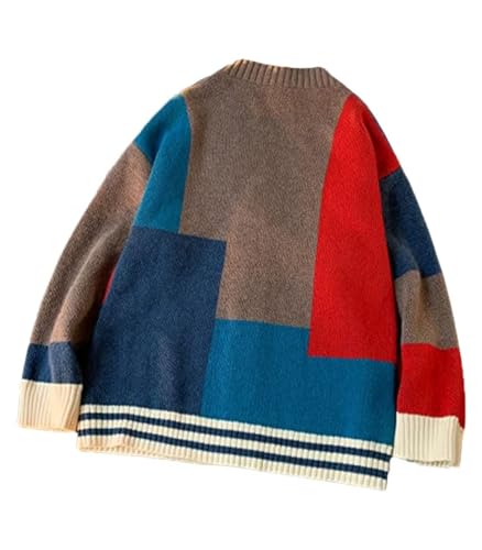 INVACHI Men's Cardigan Sweater Colorful Graphic Sweater for Men Casual V-Neck Knit Sweater3
