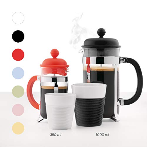 Bodum Caffettiera French Press Weiß – 1L / 8 Tassen Kaffeebereiter – Robustes Glas – Wiederverwendbarer Edelstahlfilter – BPA-frei & spülmaschinengeeignet – Made in Portugal 2