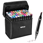 Alcohol Markers, Colouring Pens for Adult, Dual Tip Art Markers, Decotime Twin Markers, Marker Pens Supplies Perfect for Painting, Coloring, Sketching and Drawing(Black 60)