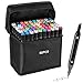 Alcohol Markers, Colouring Pens for Adult, Dual Tip Art Markers, Decotime Twin Markers, Marker Pens Supplies Perfect for Painting, Coloring, Sketching and Drawing (Black 60 PCS)