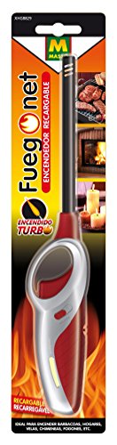 FUEGO NET Fuegonet 231246 Encendedor Recargable, Negro Y Rojo, 8x3x34.5 cm